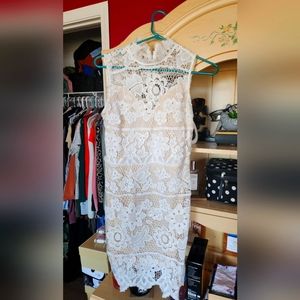 Shein White Lace Underlay Dress